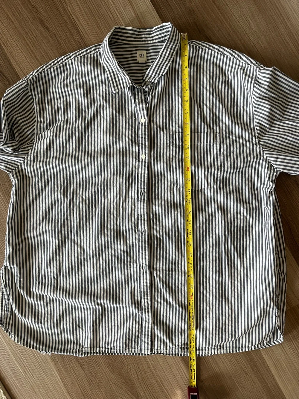 Gap Easy Shirt XXL Oversized Blue White Stripe Cotton Button Down Coastal Preppy - Picture 9 of 10